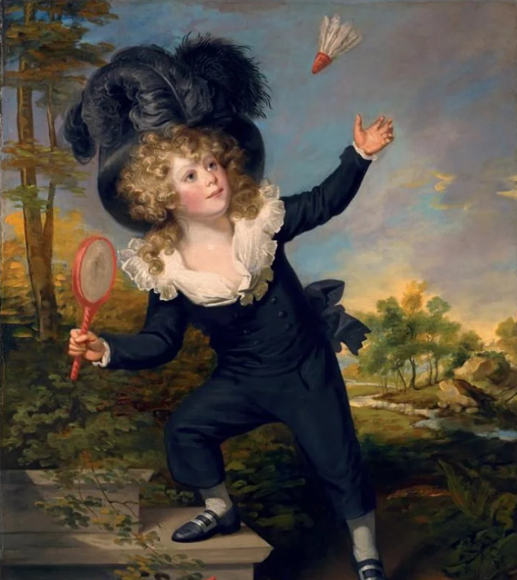William Beechey: Portrét Kennetha Dixona hrajícího badminton (cca 1790). Zdroj: matthiesengallery.com.
