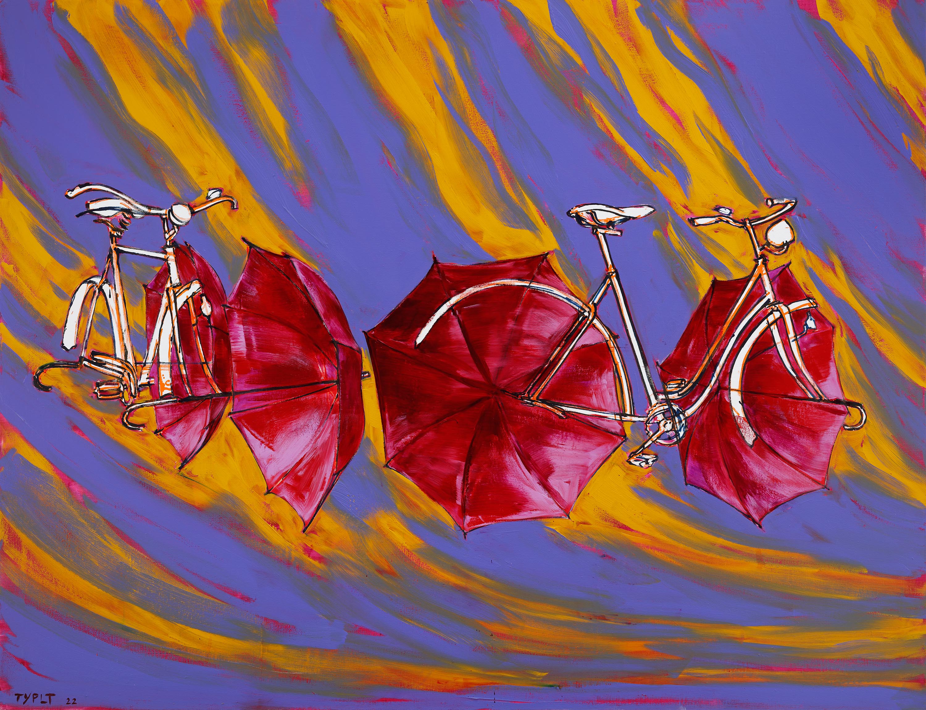 Lubomír Typlt, White Sun Bicycles, oil on canvas, 260 x 200 cm, 2022.