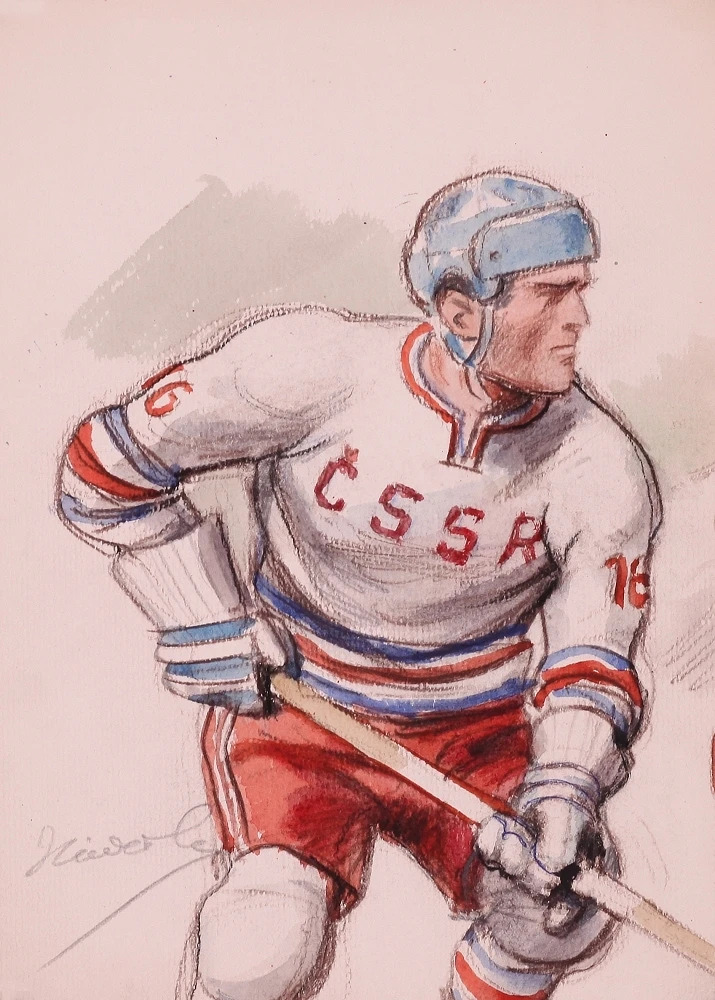 Marcel Niederle, Ice Hockey World Championship 1972. Source: MutualArt